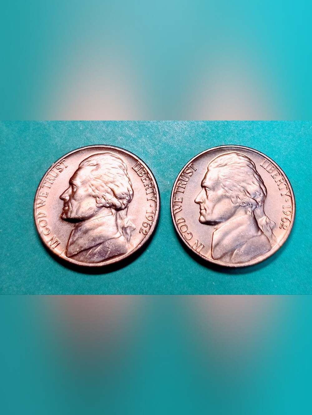 1962-D/P Uncirculated Jefferson Nickel, Set Of 2 From US Mint Roll. #0790pm